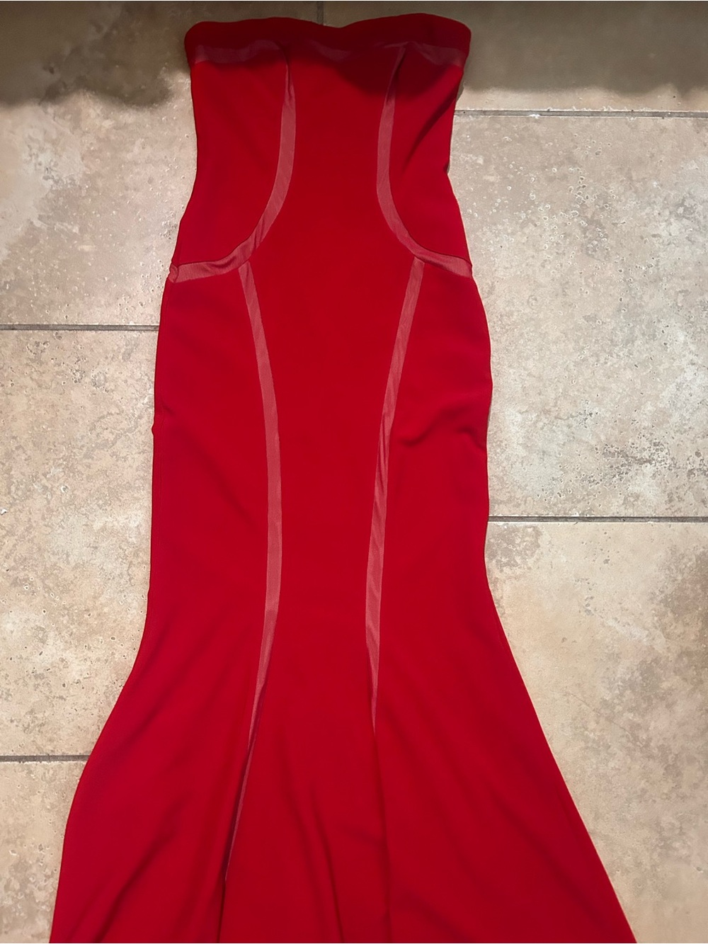 Cache Strapless Red Mermaid Evening Gown